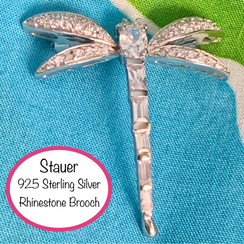 Stauer 925 Silver Rhinestone Dragonfly Brooch